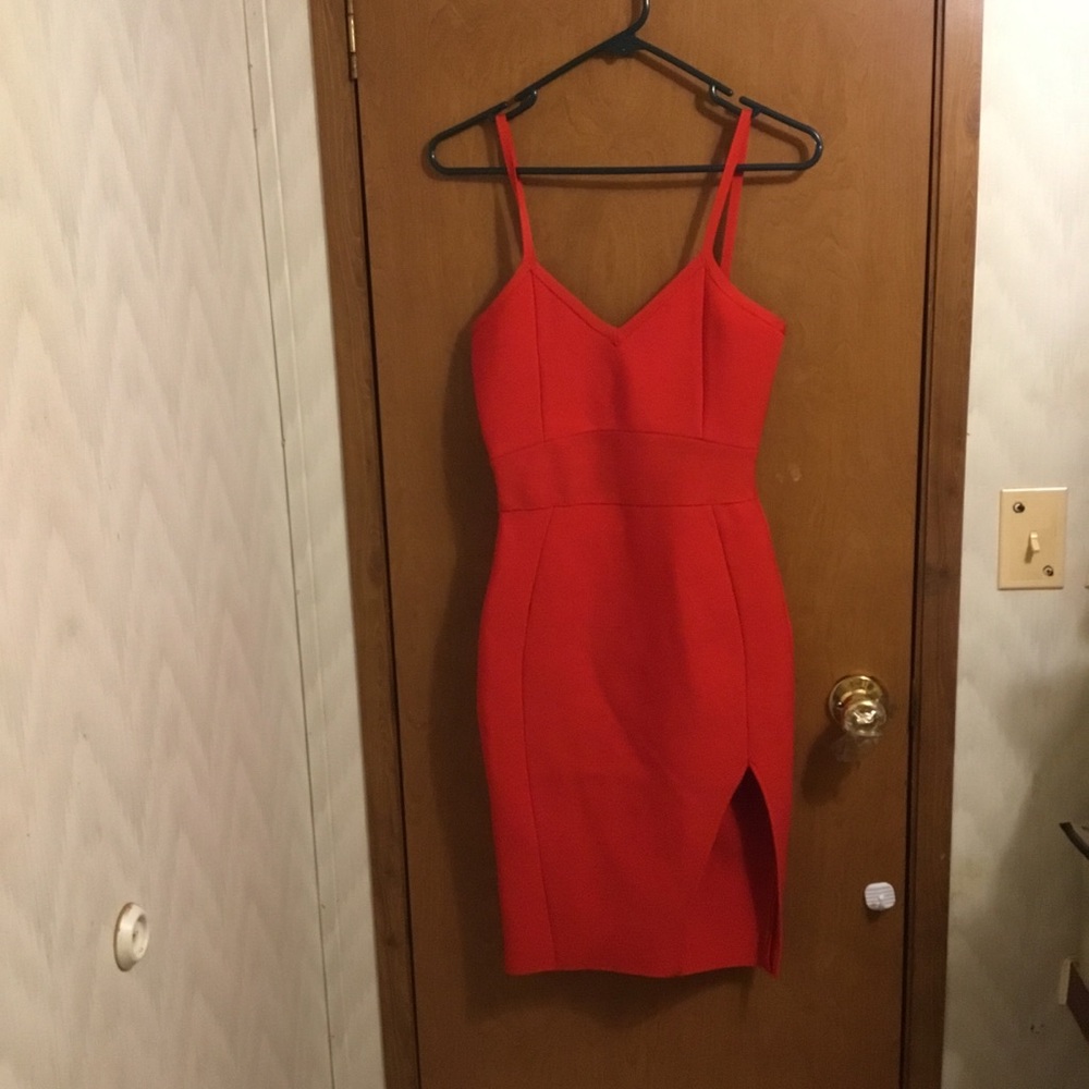 Women mid-length Bandage Dress Sexy V-neck Side Slit strap Party Club dress L - Picture 9 of 11